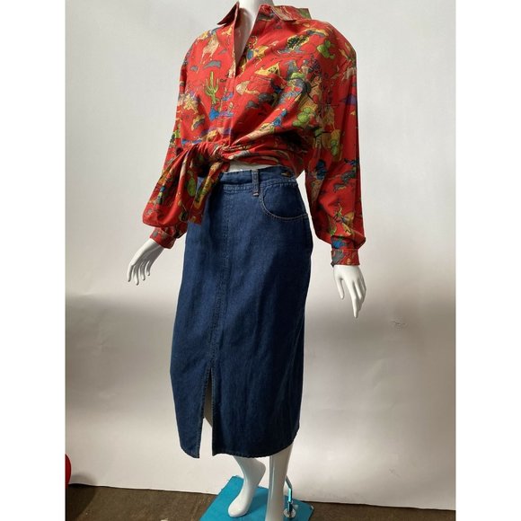 Banana Republic Womens Denim Pencil Skirt Blue Front Slit Pockets Medium Wash 6 - Picture 6 of 10